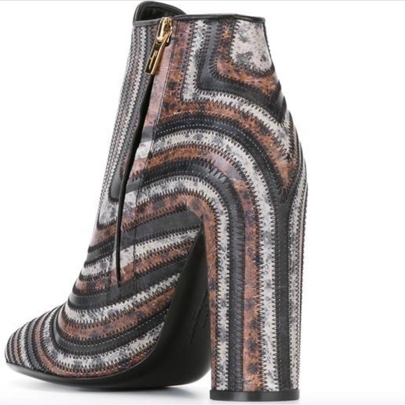 NWOB Salvatore Ferragamo Multicolor Leather Feeling Zig Zag Ankle Boots - Picture 8 of 11